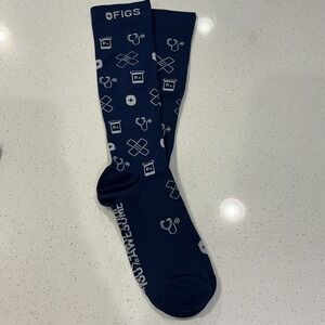 FIGS Compression Socks Navy Blue Medical Healthcare Icons Rx Stethoscope Bandage